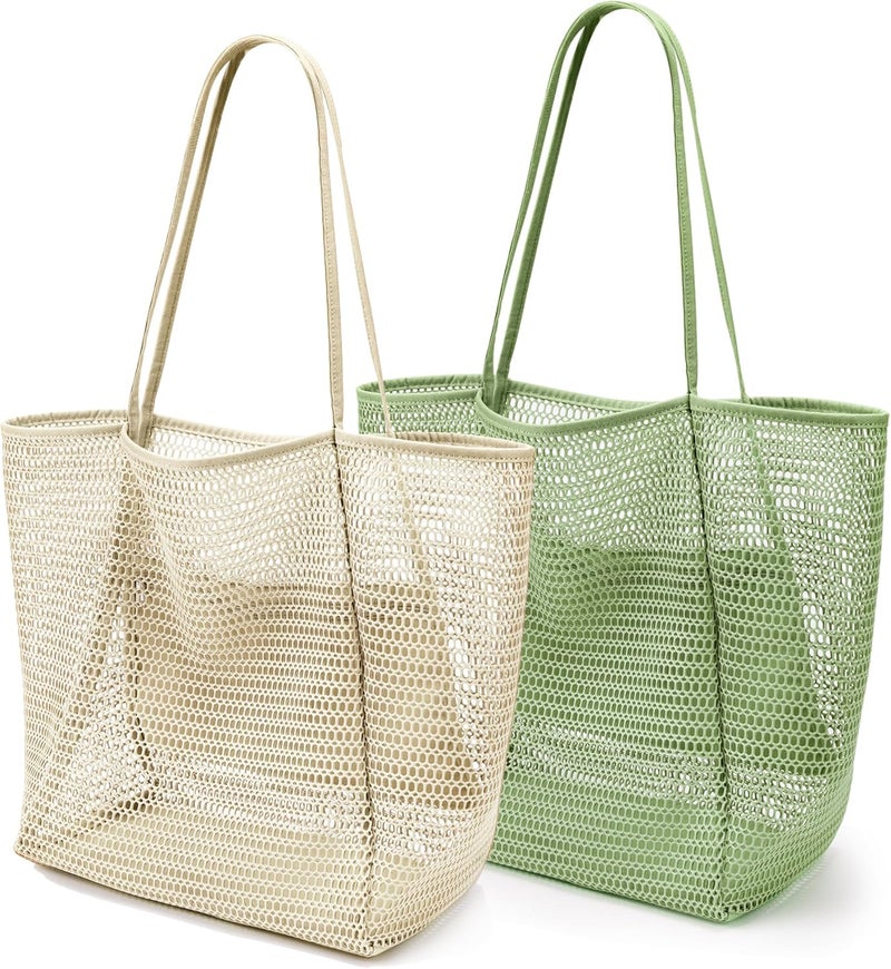 KALIDI BeachNylon Mesh Tote Bag, Casual Tote Bag Hobo Women Foldable MAX 23L Shoulder Bag For Beach Picnic Vacation - Image 1